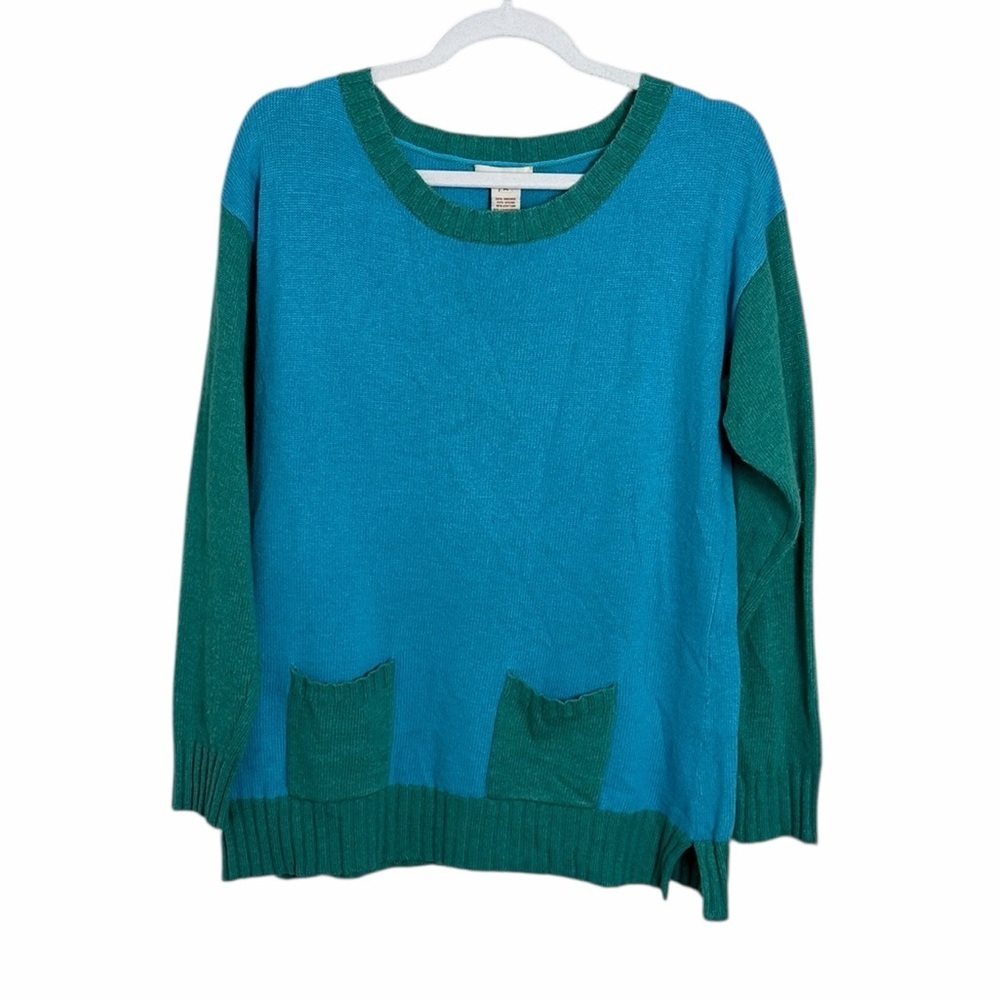 Sundance Blue and Green Wool Cashmere Blend Crewneck Sweater Size Medium